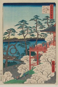 Salón Kiyomizu y estanque Shinobazu en Ueno de Utagawa Hiroshige